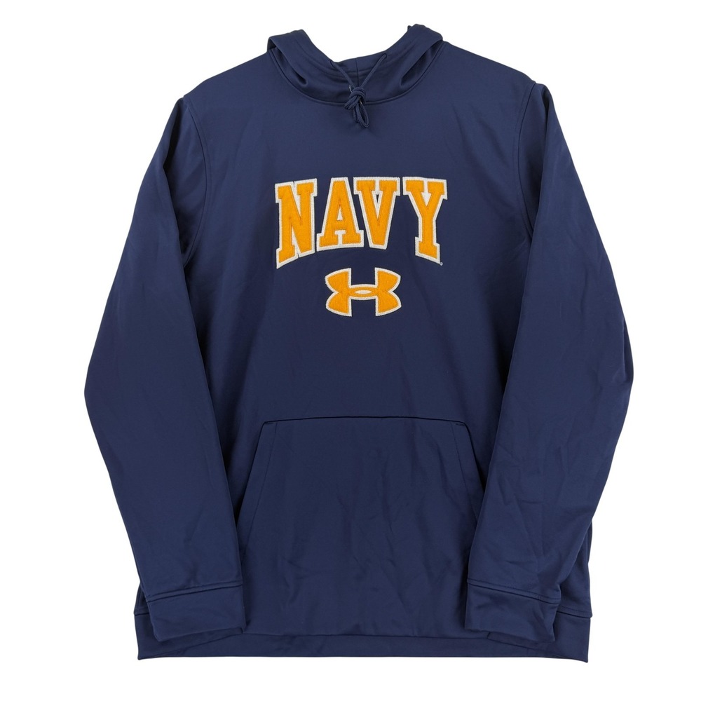 Navy Midshipmen Hoodie Mens Large Blue NCAA Football Under Armour ColdGear